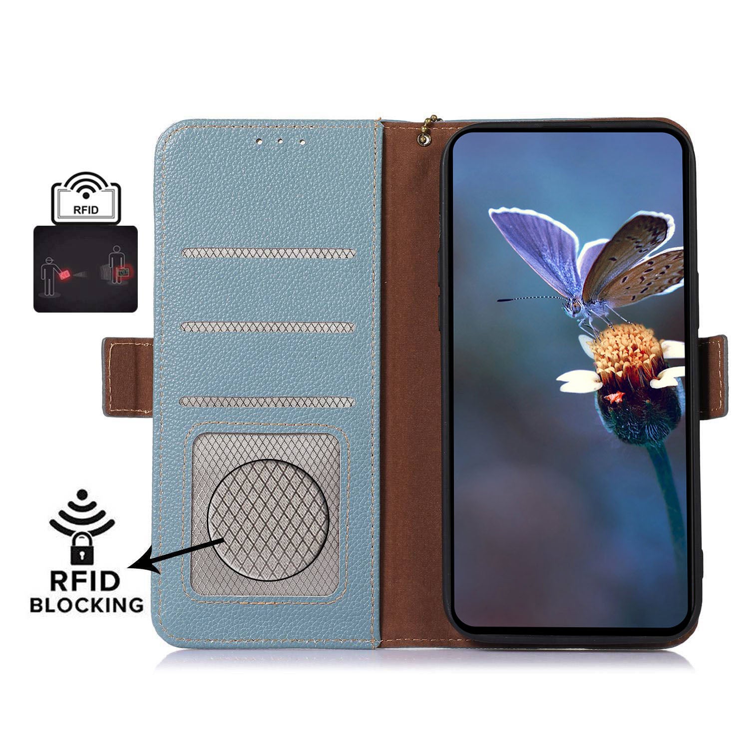 For Samsung Galaxy A05s 4G Case RFID Blocking Phone Wallet Case Genuine Cow Leather Cover For Samsung Galaxy A05s 4G Case RFID Blocking Phone Wallet Case Genuine Cow Leather Cover